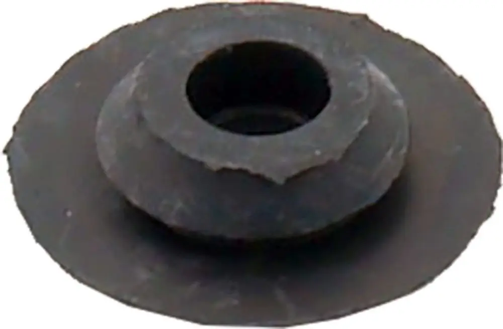 Gummipuffer aus schwarzem Gummi, kreisförmig mit einem zentralen Loch, von der Marke Wolf, geeignet für verschiedene Anwendungen in der Industrie.
